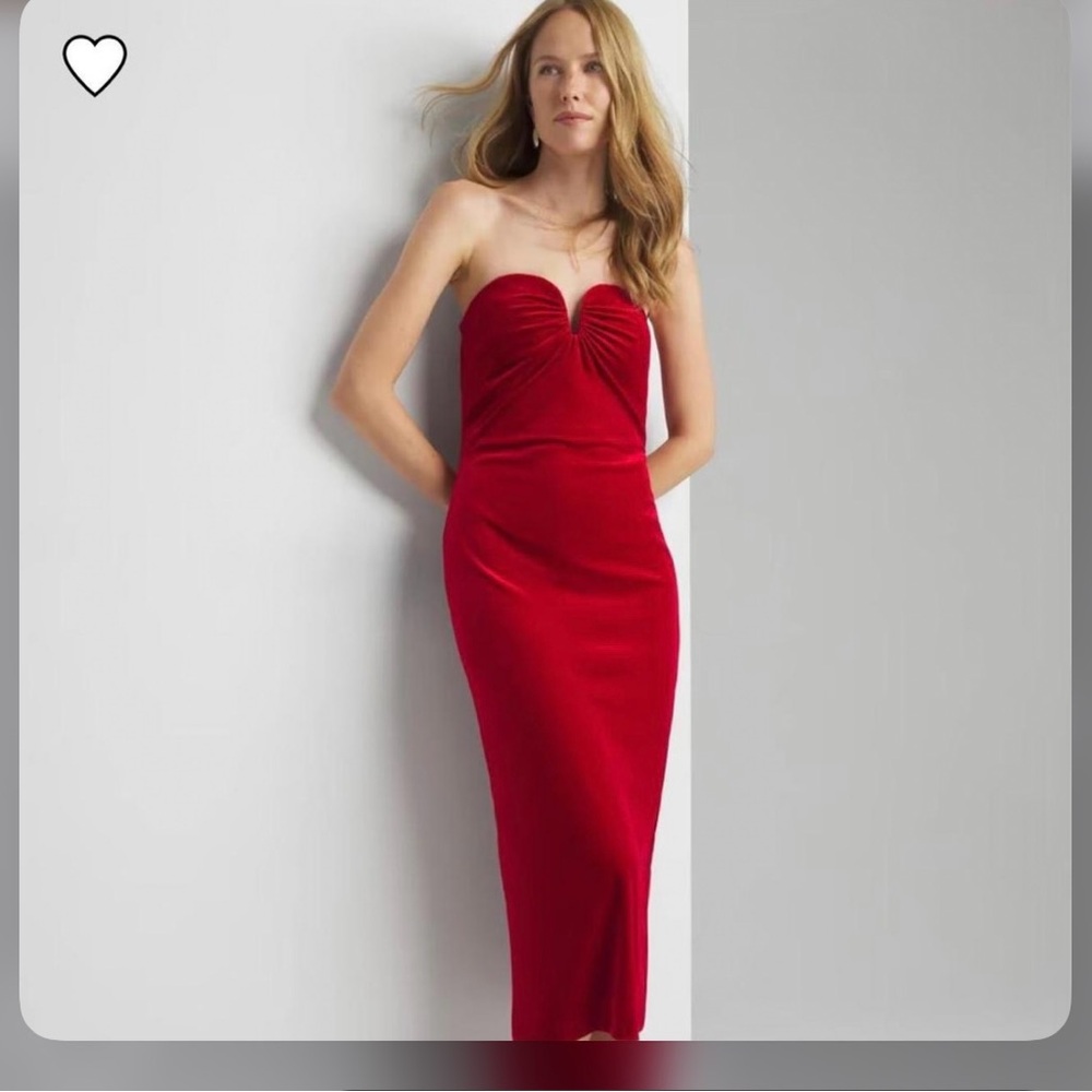 White House Black Market Strapless Red Dress
